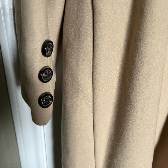 Moda International Victoria's Secret Tan Faux Fur Trim Longline Wool Peacoat XL - Picture 5 of 13